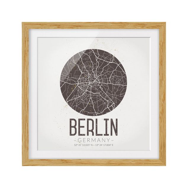 Sprüche Bilder mit Rahmen Stadtplan Berlin - Retro
