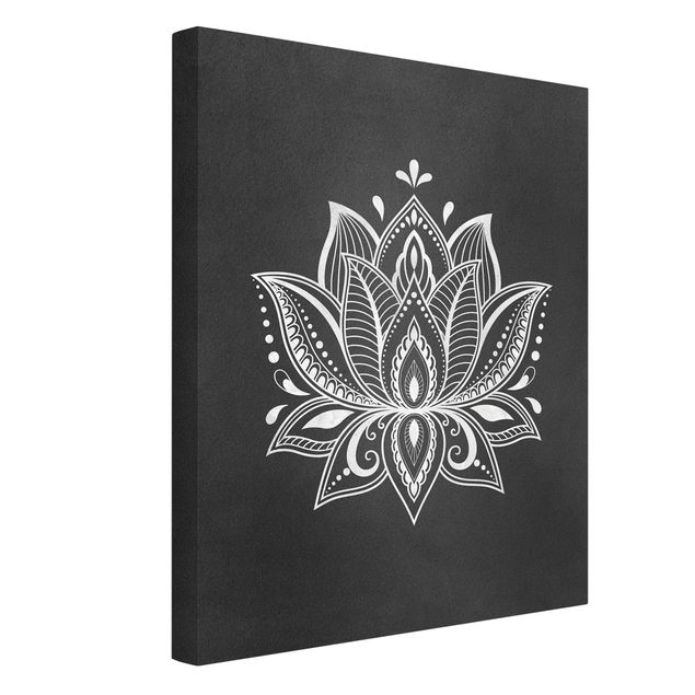 Leinwandbilder Muster Lotus Illustration weiß schwarz