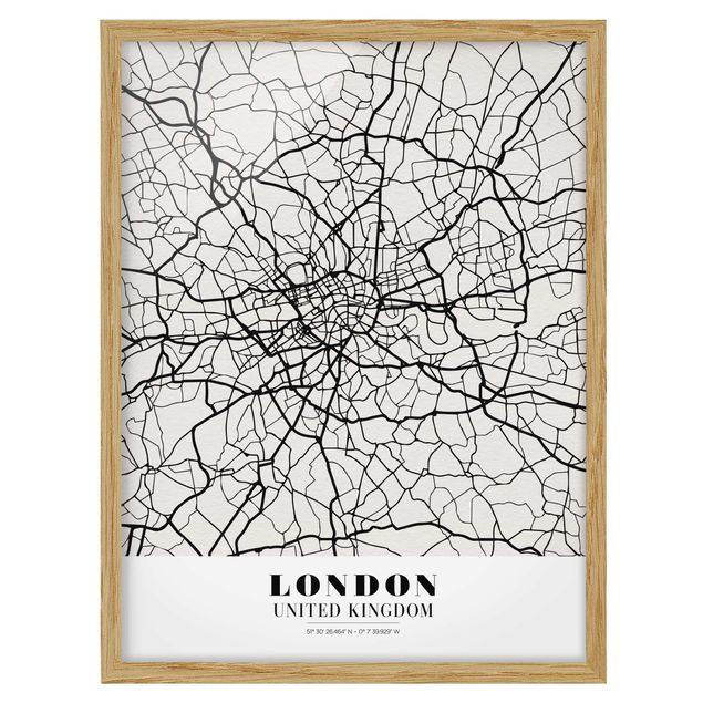 Sprüche Bilder mit Rahmen Stadtplan London - Klassik
