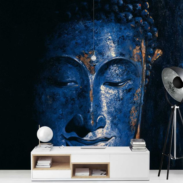 Wandtapete blau Delhi Buddha