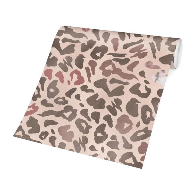 Wandtapete rosa Der Leopard im Boudoir