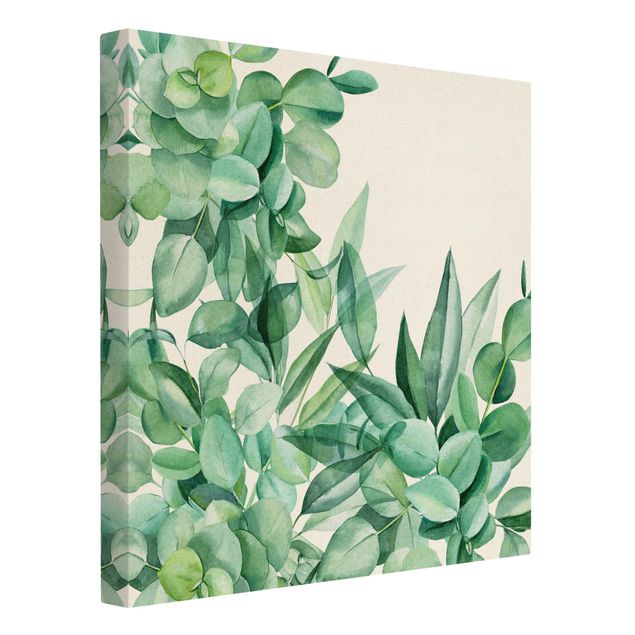 Leinwandbilder Dickicht Eukalyptusblätter Aquarell