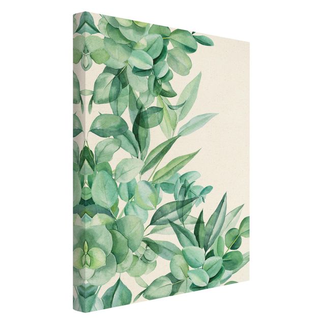 schöne Leinwandbilder Dickicht Eukalyptusblätter Aquarell