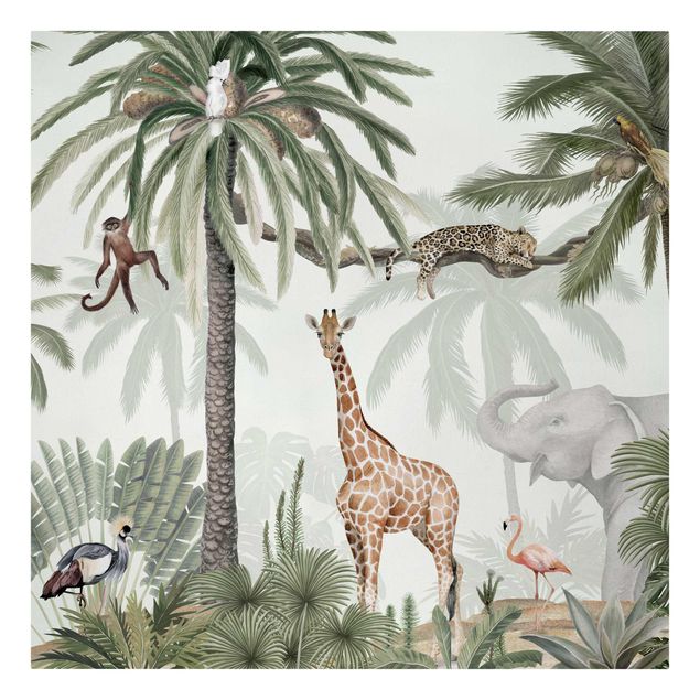 Wandbilder Giraffen Dschungelkönige im Nebel