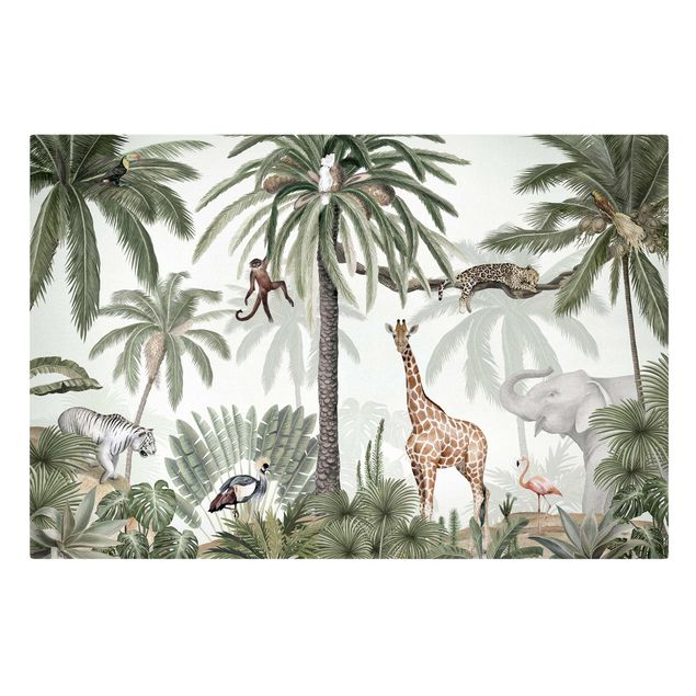 Wandbilder Giraffen Dschungelkönige im Nebel