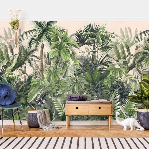 Wanddeko Küche Dschungelpflanzen in Grün