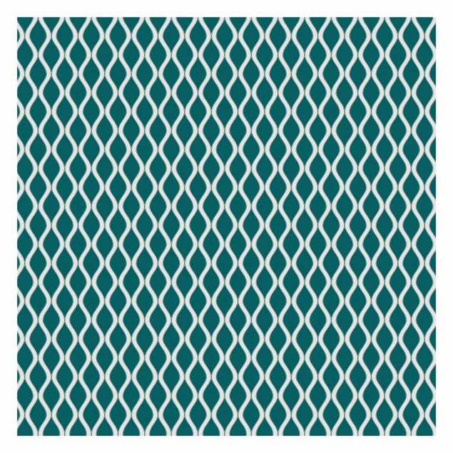 Fototapeten Türkis Dunkles Retro Muster mit glänzenden Wellen in smaragd
