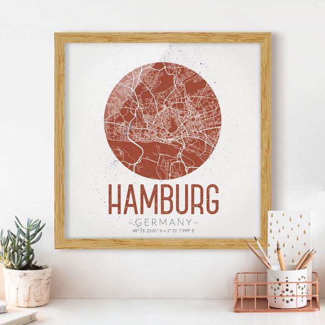 Wanddeko Küche Stadtplan Hamburg - Retro