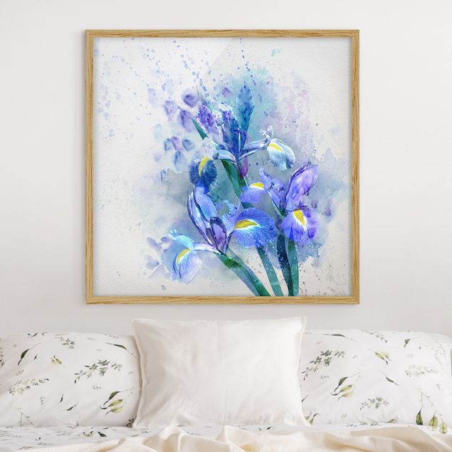 Küchen Deko Aquarell Blumen Iris