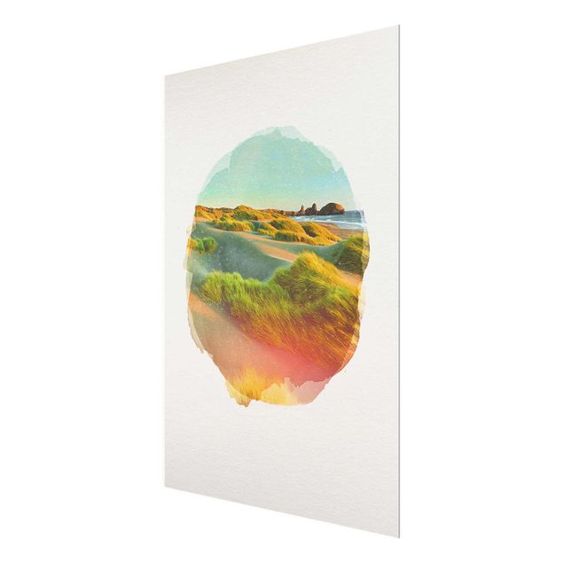 Wandbilder Landschaften Wasserfarben - Dünen und Gräser am Meer