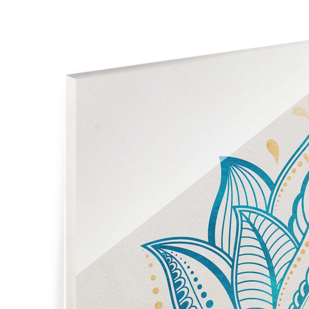 schöne Bilder Lotus Illustration Mandala gold blau