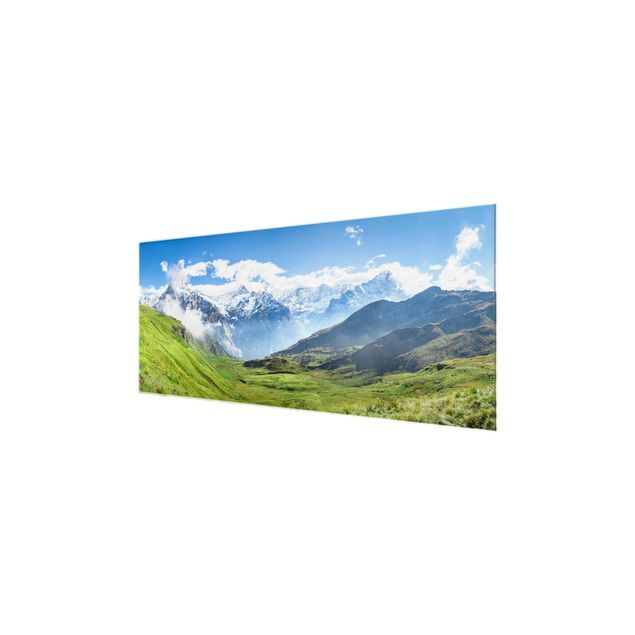 Glasbilder Landschaften Schweizer Alpenpanorama