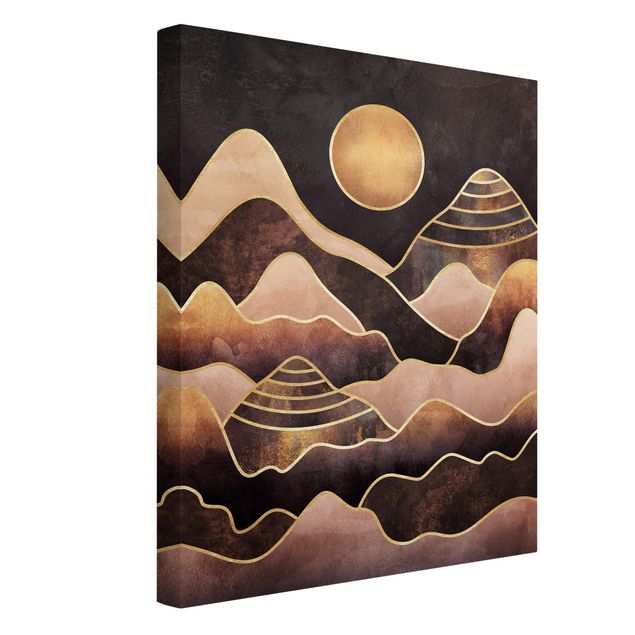 Wandbilder Berge Goldene Sonne abstrakte Berge