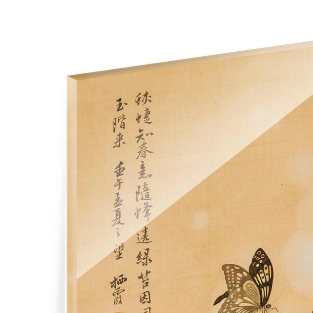 Wandbilder Floral Yuanyu Ma - Mohnblumen und Schmetterlinge