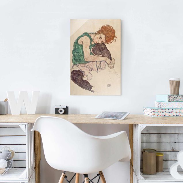 Küche Dekoration Egon Schiele - Sitzende Frau mit hochgezogenem Knie