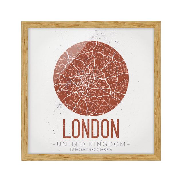 Sprüche Bilder mit Rahmen Stadtplan London - Retro