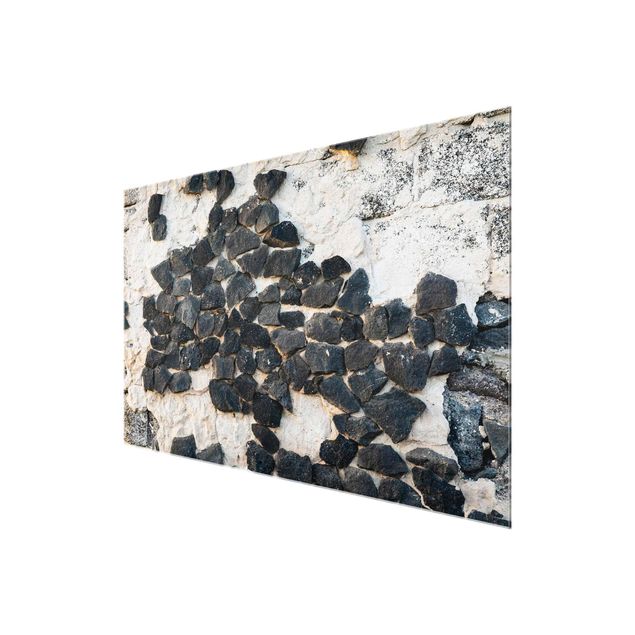 Bilder Mauer mit Schwarzen Steinen