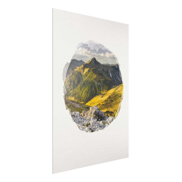 Wandbilder Berge Wasserfarben - Berge und Tal der Lechtaler Alpen in Tirol