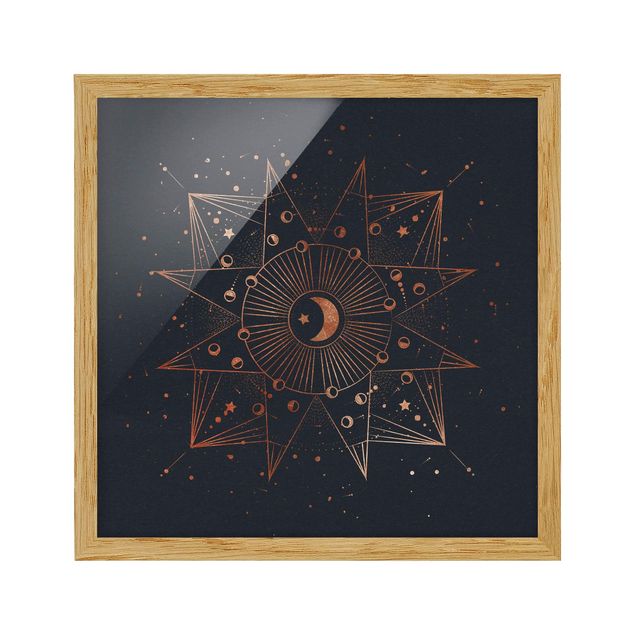 Wandbilder Modern Astrologie Mond Magie Blau Gold
