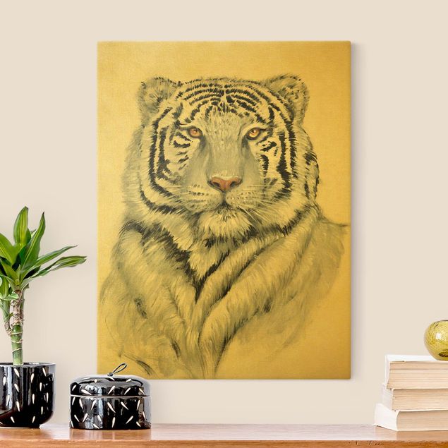 Tierbilder Leinwand Portrait Weißer Tiger II
