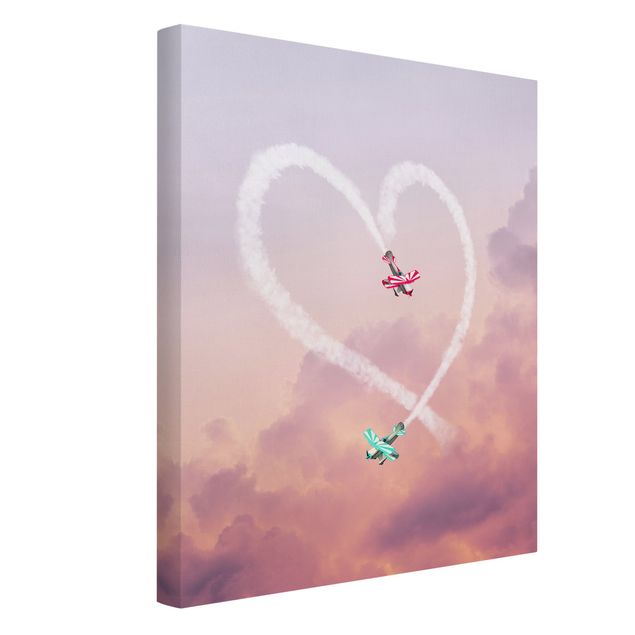 Wandbilder Modern Herz mit Flugzeugen