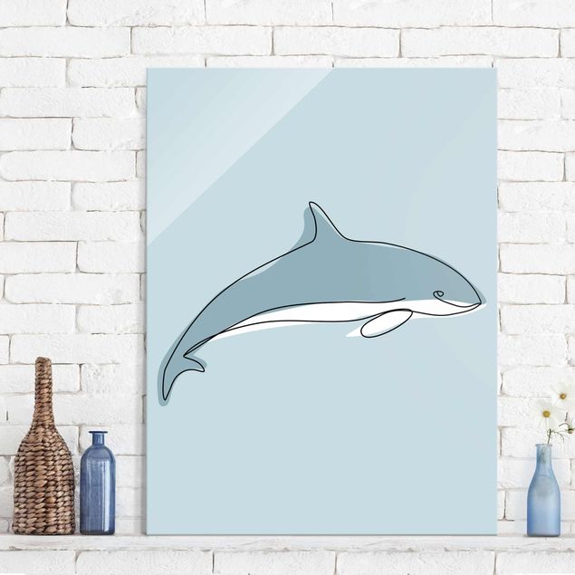 Bilder auf Glas Delfin Line Art