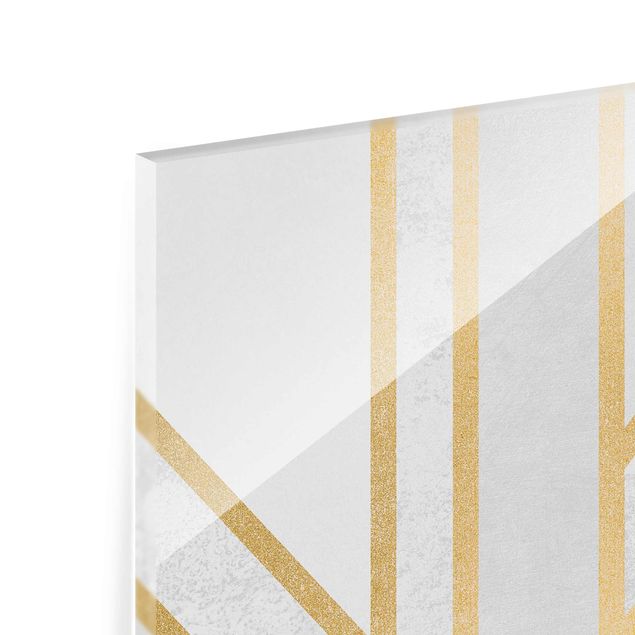 Wandbilder Art Deco Geometrie Weiß Gold