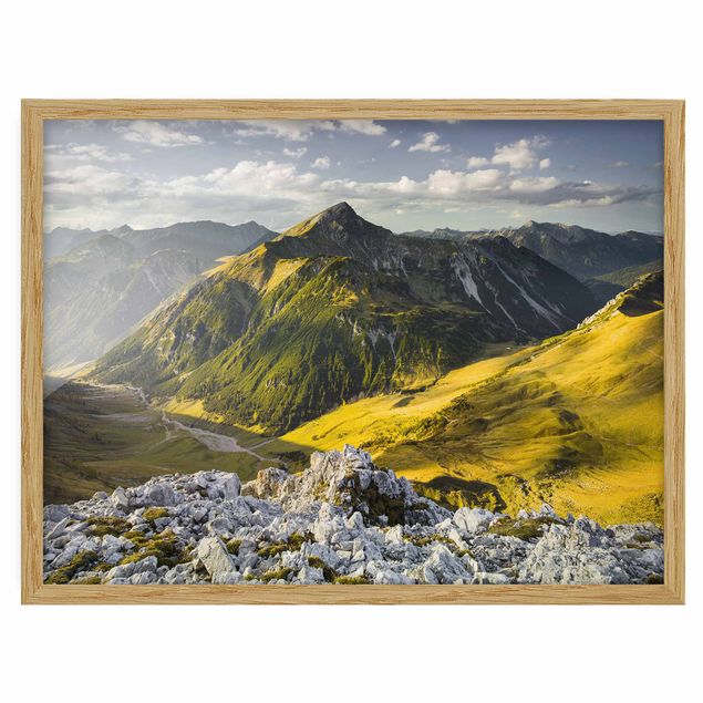Landschaftsbilder mit Rahmen Berge und Tal der Lechtaler Alpen in Tirol