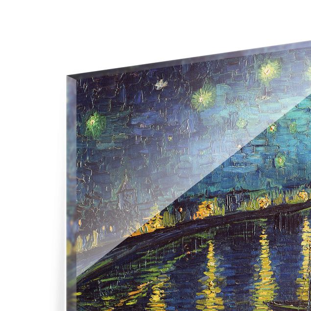 Glasbilder Städte Vincent van Gogh - Sternennacht über der Rhône