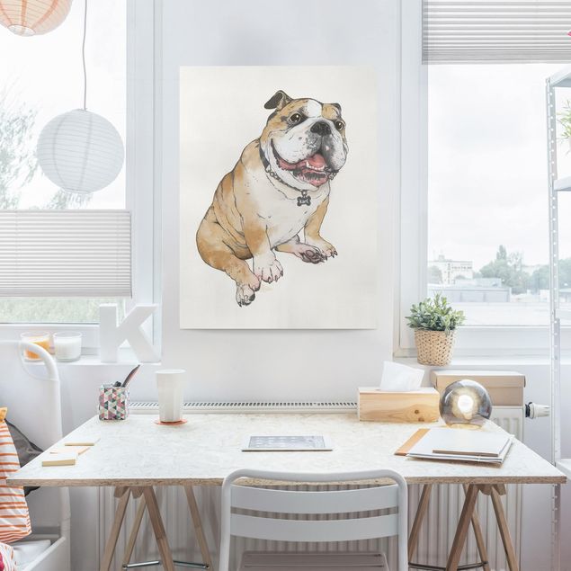 Küchen Deko Illustration Hund Bulldogge Malerei