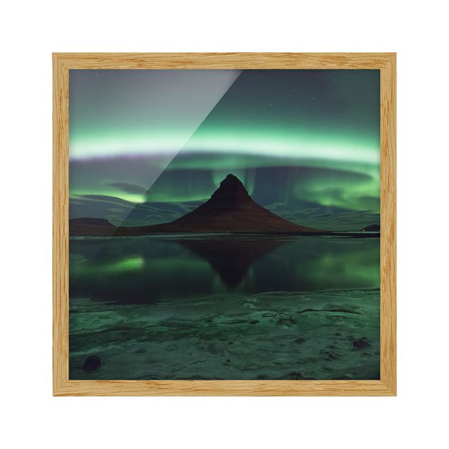 Landschaftsbilder mit Rahmen Polarlicht in Island
