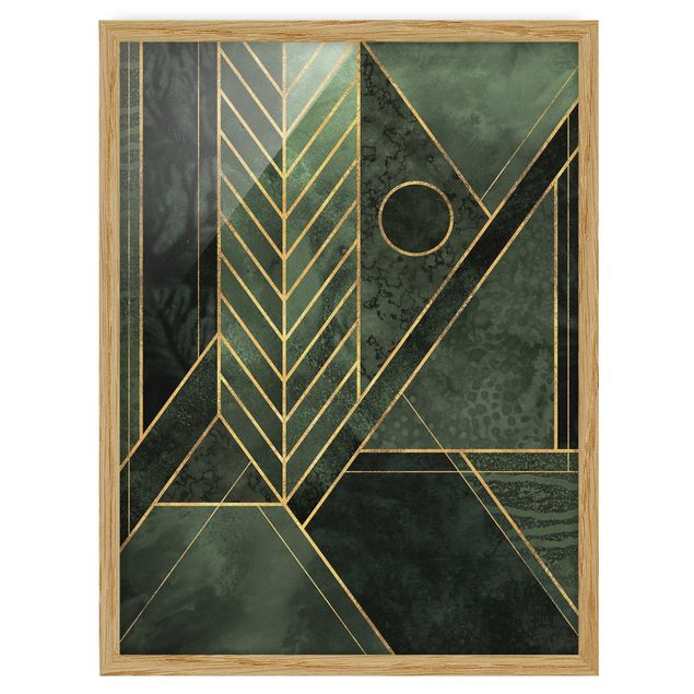 Wandbilder Muster Geometrische Formen Smaragd Gold