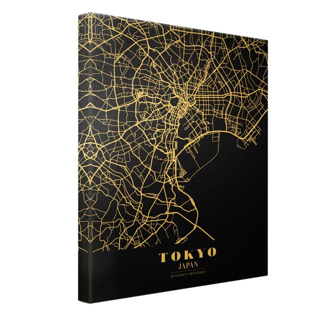 Skyline Leinwand Stadtplan Tokyo - Klassik Schwarz