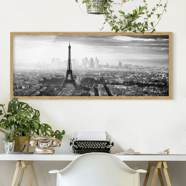 Wandbilder Paris Der Eiffelturm von Oben schwarz-weiß