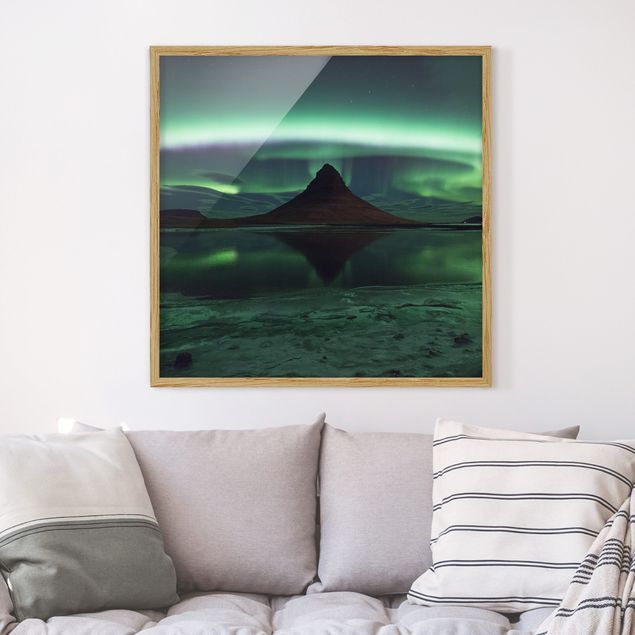 Wandbilder Berge Polarlicht in Island