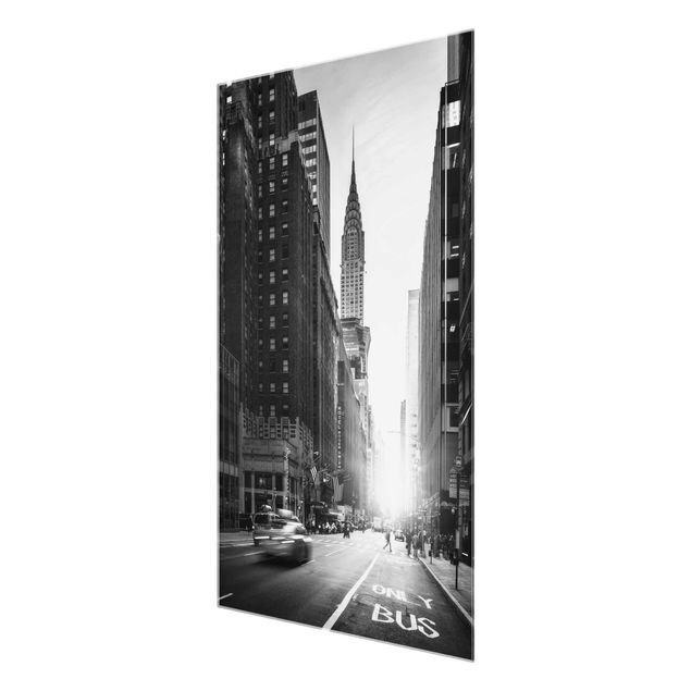 Glasbilder Schwarz-Weiß Lebhaftes New York