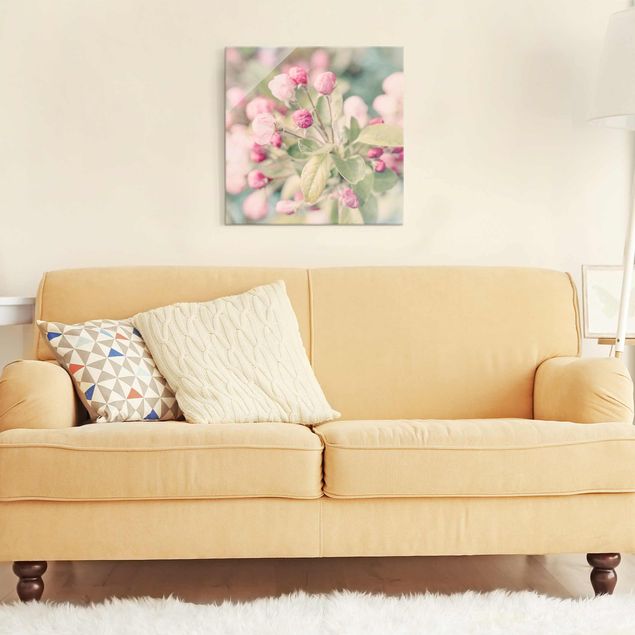 Wandbilder Floral Apfelblüte Bokeh rosa