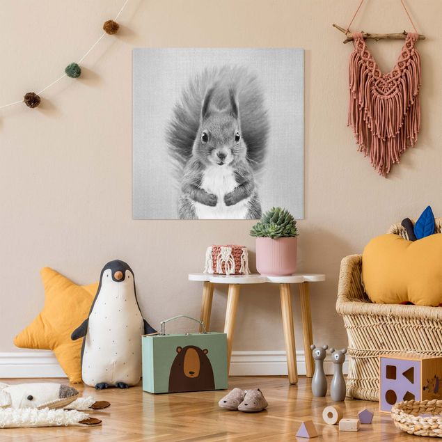 Leinwandbilder schwarz-weiß Eichhörnchen Elisabeth Schwarz Weiß