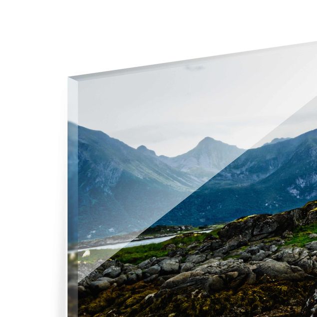 Wandbilder Glas Natur Einsame Hütte in Norwegen
