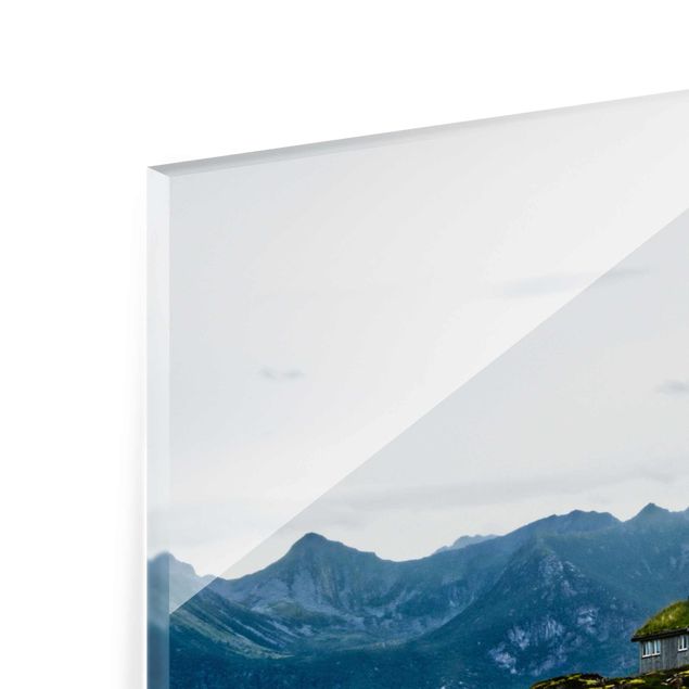 Glasbilder Landschaften Einsame Hütte in Norwegen