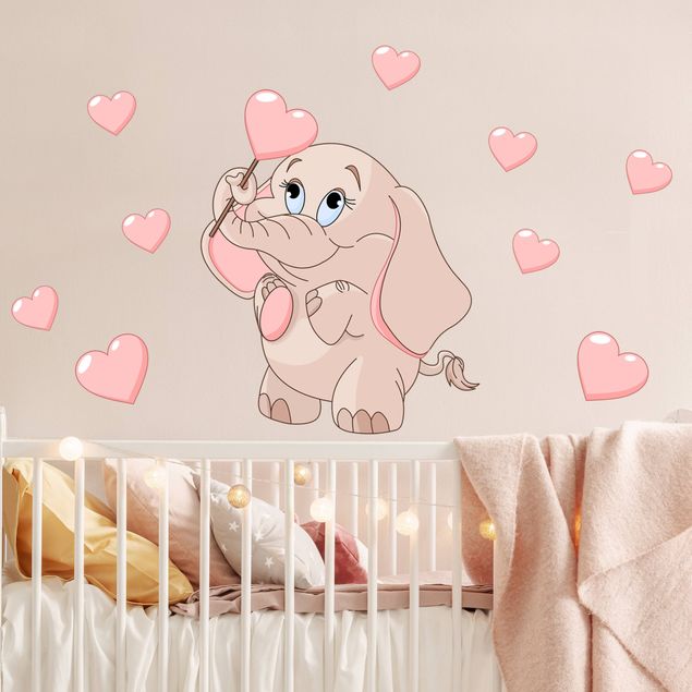 Kinderzimmer Deko Elefantenbaby mit rosa Herzen