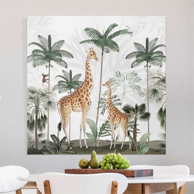 Giraffen Bilder auf Leinwand Eleganz der Giraffen im Dschungel