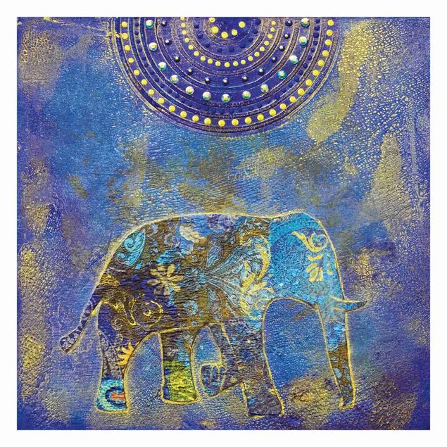 Wandtapete blau Elephant in Marrakech