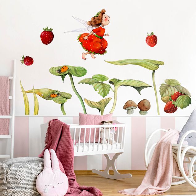 Kinderzimmer Deko Erdbeerinchen Erdbeerfee - Blätter und Erdbeeren