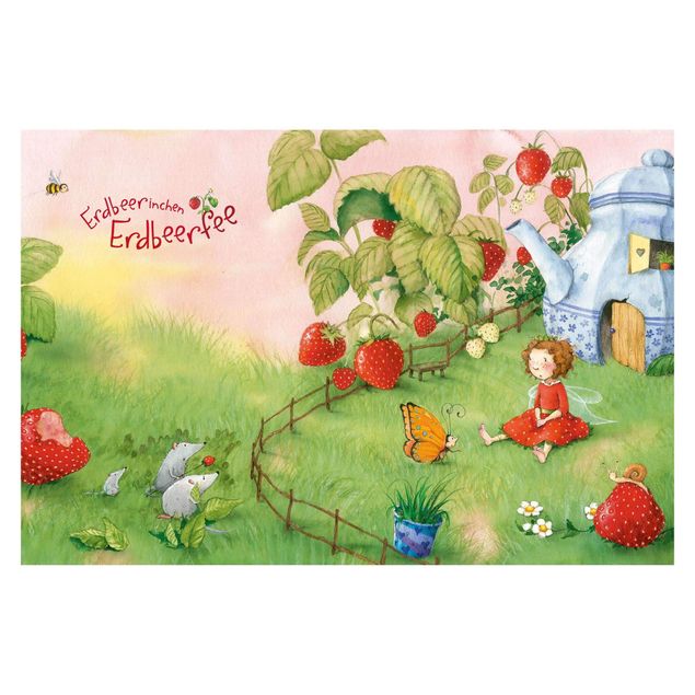 Fototapete - Erdbeerinchen Erdbeerfee - Im Garten