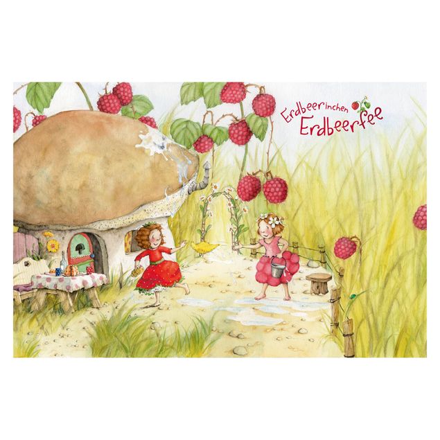 Fototapete - Erdbeerinchen Erdbeerfee - Unter dem Himbeerstrauch