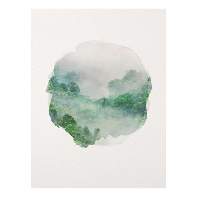 Wandbilder Dschungel Wasserfarben - Dschungel im Nebel