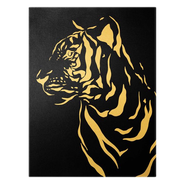 Wandbilder Safari Tiere - Portrait Tiger Schwarz