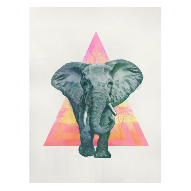 Kunstdruck Leinwand Illustration Elefant vor Dreieck Malerei