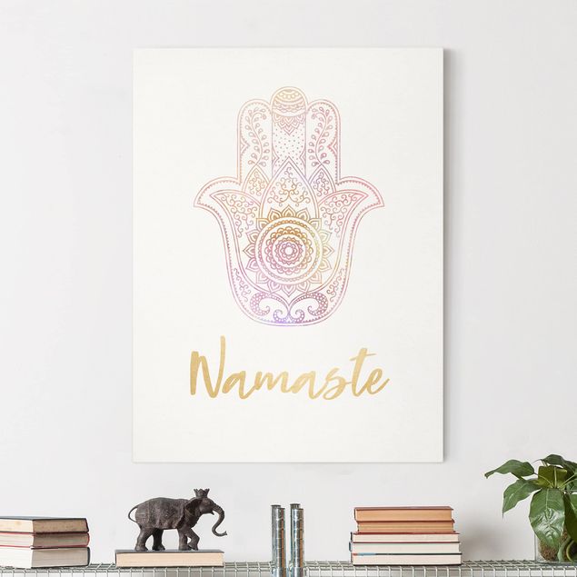 Küche Dekoration Hamsa Hand Illustration Namaste gold rosa